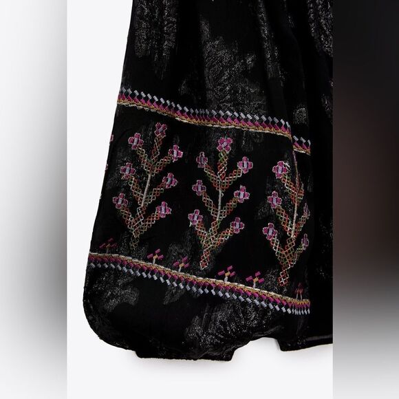 ZARA EMBROIDERED JACQUARD BLOUSE - Picture 7 of 14